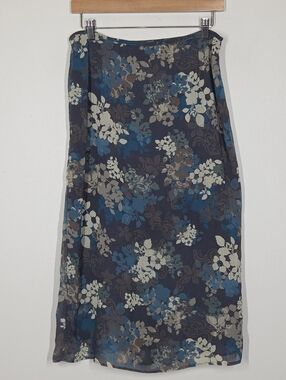 Vtg Y2K Dark Floral Midi Skirt Fairy Grunge Boho Festival Whimsigoth Forest 12P